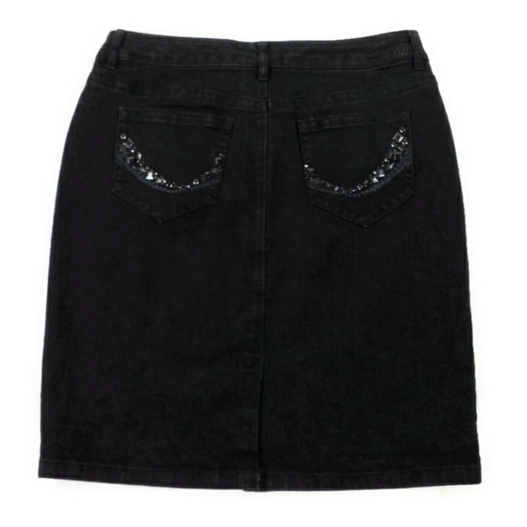 Code Bleu Gwen Black Stretch Embellished Stretch Denim Mini Skirt Womens 12 - Picture 11 of 11